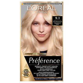    L'Oreal Paris Preference tartós hajfesték 9.1 Oslo Light Ash Blonde UV-szűrős, ápoló kondicionálóval és E-vitamin származékkal