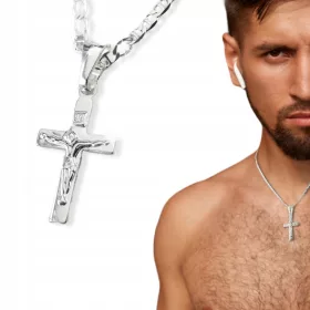    LÁNC KERESZTTEL, 925 EZÜST KERESZT, HOSSZ 55 cm, GUCCI WEAVE, DOBOZ