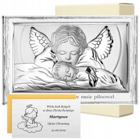   Emlékkép - Angyal Ezüst kép a keresztelőhöz INGYENES METSZET