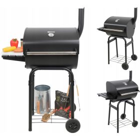    NAGY KERTI SZÉN GRILL FEDŐ HŐMÉRŐVEL ACÉR Rács 47cm LUND