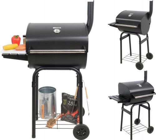  NAGY KERTI SZÉN GRILL FEDŐ HŐMÉRŐVEL ACÉR Rács 47cm LUND