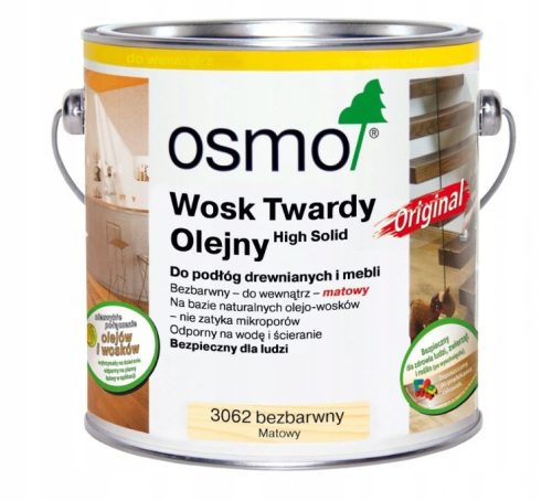 Osmo keményviasz, színtelen, matt, 2,5 l