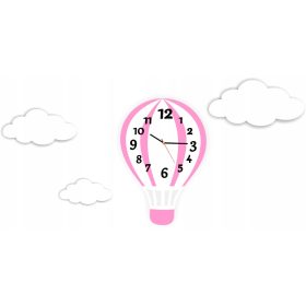   Óra a gyerekszobába - BALON felhők falióra, skandináv stílusú, rózsaszín