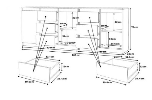 Billy bútorkészlet 200 cm -es színeket
