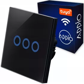   Háromérintéses kapcsoló, távirányítós, D-Led, fekete 9611