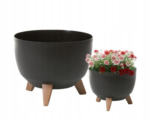 Lamela virágcserép 29 cm x 29 x 23 cm átmérője 29 cm műanyag fekete