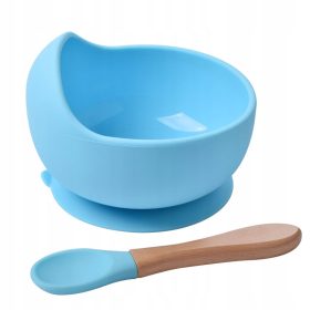   Tál, csészealj csecsemőknek - Szilikonkészlet egy szívókupával + kanállal