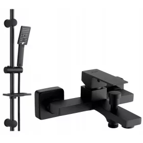   Falra szerelhető egykaros kádcsaptelep Valvex ARS BLACK fekete + Reihe Cubic CUB-ZND-BL exponált zuhanykészlet