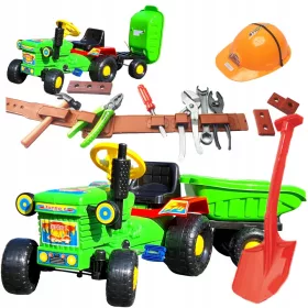   Pedálos traktor - Pedál traktor +pótkocsi +narrod +sisak +ás