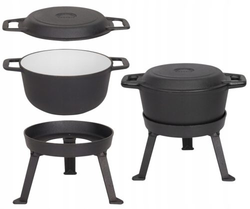  VADÁSZKITTEN 5 L-ES ZOMÁNCOZOTT TÁBORTÜZES edény SÜTŐSÜP Grill Zománcozott