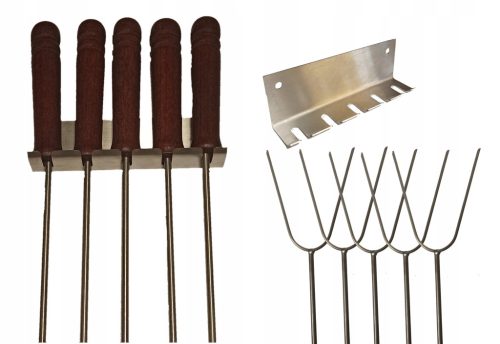  Tábortűzvillák MINDEN ROZSDAMENTES ACÉL rudak grill rudak 120 cm (5 db) + akasztó