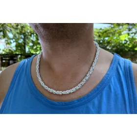    93 g 6,5 mm 60 cm királylánc - bizánci szövésű ezüst 925 kézzel készített
