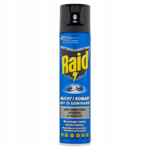  Permetező, aeroszol szúnyogok, lepkék, legyek, darazsak ellen Raid 0,48 kg 400 ml
