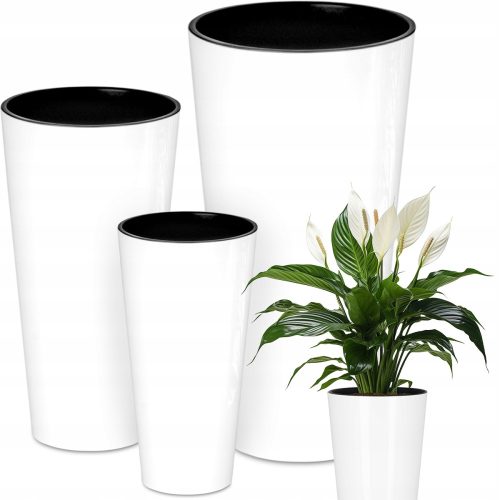  Deco4Home virágcserép 25 cm x 25 x 48 cm műanyag fehér + 2 egyéb termék