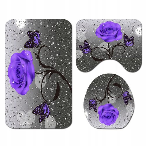 Fürdőszoba szőnyeg - 3 db set fürdőszoba szőnyeg szürke lila