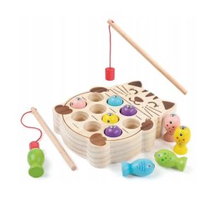   Montessori játék - Frog KITTEN fából készült horgászjáték Halfogás