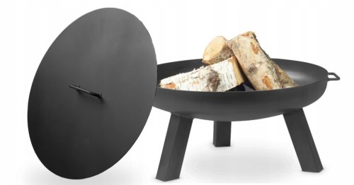  Magas tűztér 80 cm Grill Tábortűzhöz + fedél