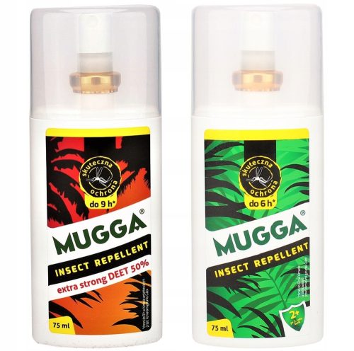  Spray szúnyogok és kullancsok ellen Mugga Deet 50% 75 ml + SZÚNÓKRA ÉS KULCLANCSOKRA GYERMEKEKNEK MUGGA SPRAY 9,5 DEET