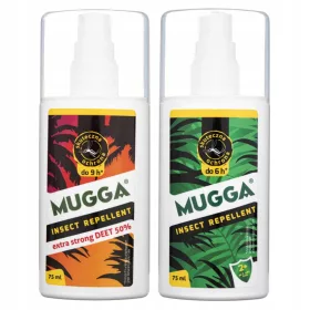    Mugga rovarriasztó spray 75 ml 104 g + Mugga Extra Strong rovarriasztó 50% DEET 75 ml