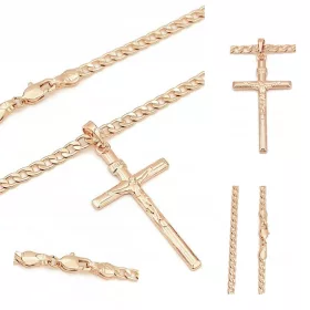  LÁNC KERESZTTEL, sebészeti acél, 18K arany
