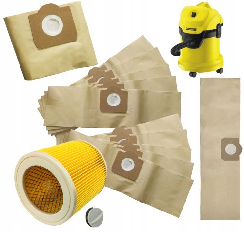 Porszívó táska - 10x táska szűrő a Karcher MV3 WD 3.200 porszívóhoz