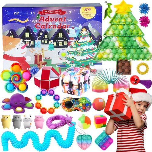  ADVENTI NAPTÁRSZETT STRESSZ ELLENI JÁTÉKOKBÓL FIDGET TOYS NAGY KULCSTARTÓ