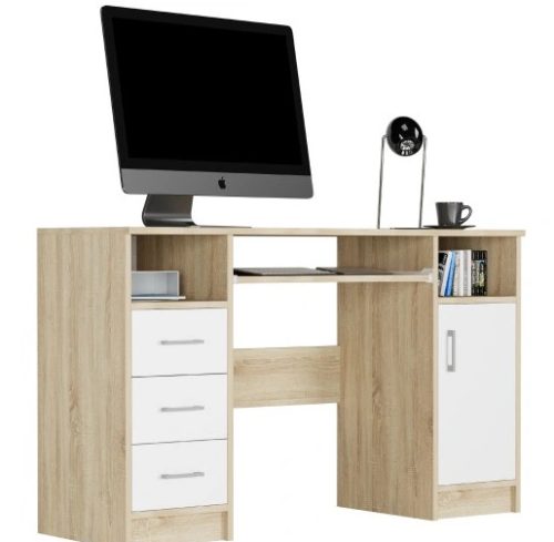 Számítógépes asztali asztal 124cm Sonoma fehér N11