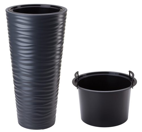  Forma-Műanyag virágcserép 35 cm x 35 x 68,5 cm átmérő 35 cm műanyag szürke és ezüst árnyalatok