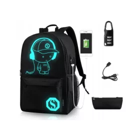   Iskolatáska - hátizsák + tolltartó + USB FEKETE KIARUSITAS