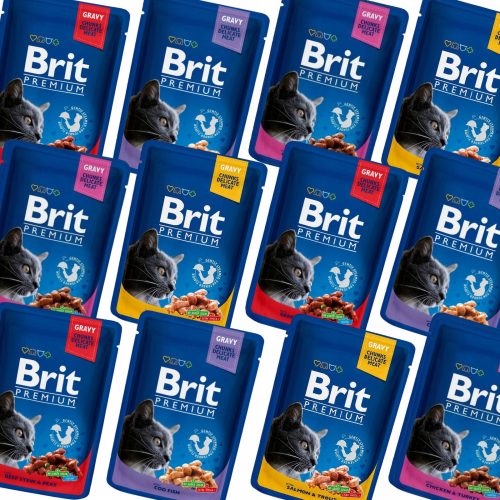 Konzerv macskáknak - Brit prémium macska nedves ételek keveréke 24x 100 g