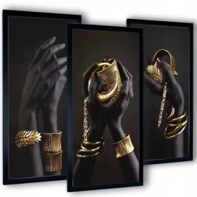    3 festmény a nappaliba, poszterek, keretek, fekete kezek, 99x63