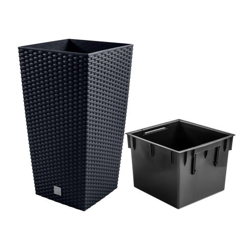  Prosperplast virágcserép 28,7 cm x 28,7 x 55 cm átmérő 1 cm műanyag szürke és ezüst árnyalatok + Betét négyzet alakú cserepekhez IPWKS300