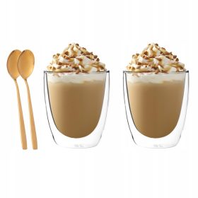   Koktél pohár - 2x termikus szemüveg a kávé latte + teáskanálhoz