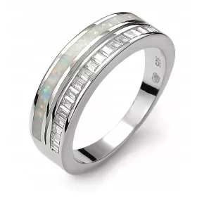  Ezüst karikagyűrű, világos opál