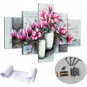   Falfestészet - TRIPTIQUE FALKÉP A NAPPALIHOZ MAGÓLIA VIRÁGOK