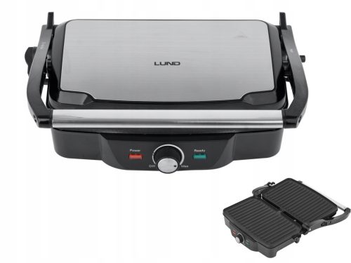 Kontakt, panini, összecsukható, hagyományos elektromos grill Lund 67458 ezüst/szürke 1600 W
