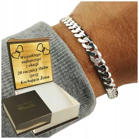    Ezüst férfi páncél karkötő 7mm/24cm gyémánt 925 INGYENES gravírozás