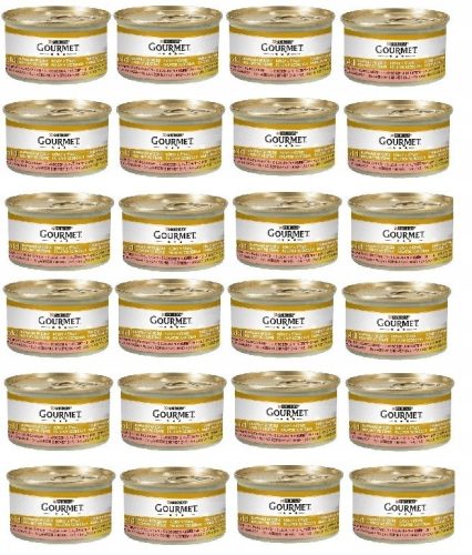 Konzerv macskáknak - GOURMET GOLD lazac csirkével mártásban 24x85g
