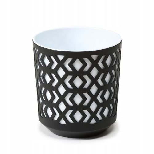  Lamela virágcserép 25,5 cm x 25,5 x 27 cm átmérő 25,5 cm műanyag fehér, fekete