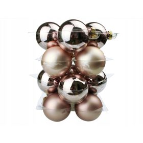   Karácsonyi díszek - ÜVEG CSECSÉK Üvegcsecsebecse 6cm 16db Rose Gold