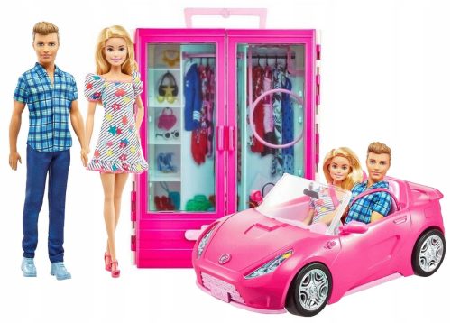Barbie baba - Barbie szekrény + Auto + Ken + Doll.