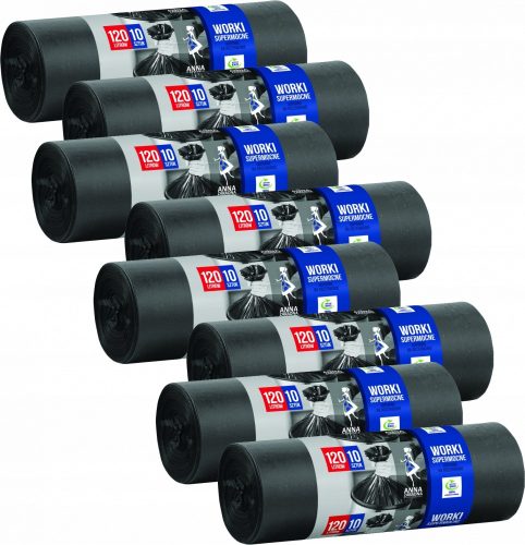 Szemeteszsákok - Szuper erős szemeteszsákok 120l, 80db Fekete