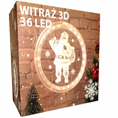 Karácsonyi fények - Ólomüveg ablak 36 LED 3D karácsonyi lámpák az ablak dekorációhoz
