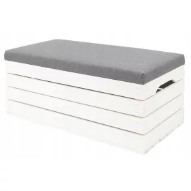   Pouf Troufa Wooden Pouf 80x40x35cm fehér nyílási kárpitos sebességváltó