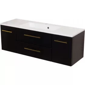  BELLI GOLD fekete fürdőszoba szekrény + mosdó 120