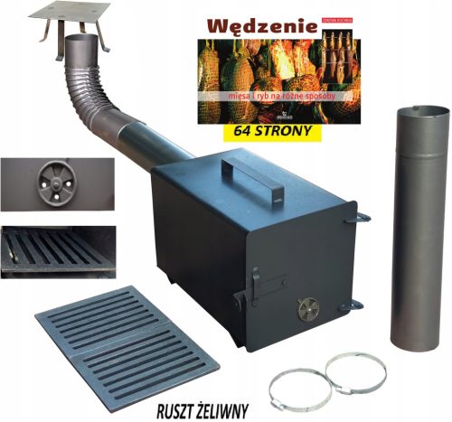  Dohányzó garnitúra, kandalló, 2mm-es lemez, rostély, cső, XXL könyök
