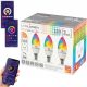3x Set E14 LED izzó C37 5W = 45W 554LM RGB+CCT WiFi Tuya Smart