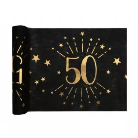 Abrosz, futó - Asztali futó, fekete, arany, 500 x 30 cm