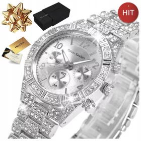    NŐI EZÜST ÓRA SWAROVSKI KRISTÁLYOKVAL 925 AJÁNDÉKBA A FELESÉGÉNEK