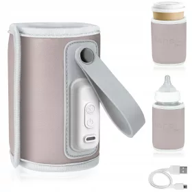    Lionelo rózsaszín-szürke elektromos palackmelegítő + Lionelo Care USB C kábel